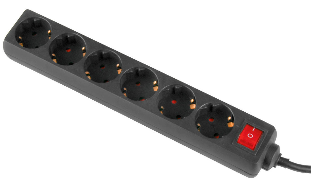 UniTec Tischsteckdose schwarz L: ca. 140 cm Tischsteckdose_6fach m.Schalter - schwarz (140,00cm) - UniTec