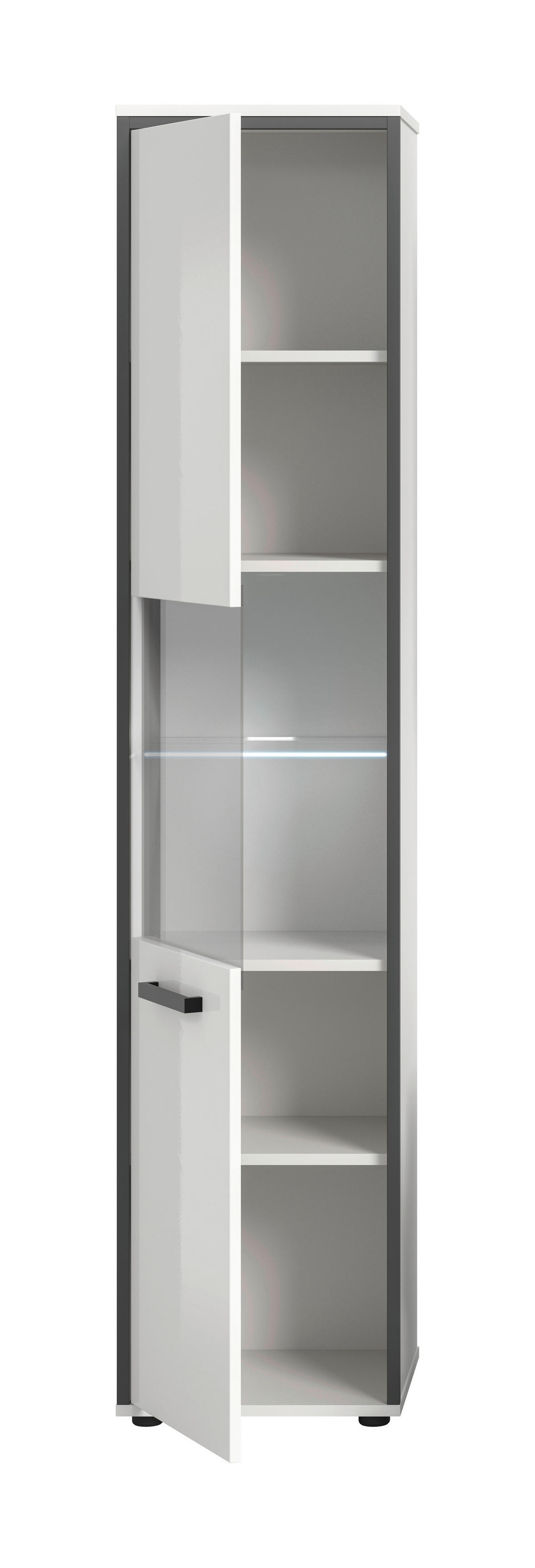 Midischrank KOJAK weiß Hochglanz anthrazit grau B/H/T: ca. 40x188x34 cm KOJAK - weiß/anthrazit (40,00/188,00/34,00cm) - xonox.home