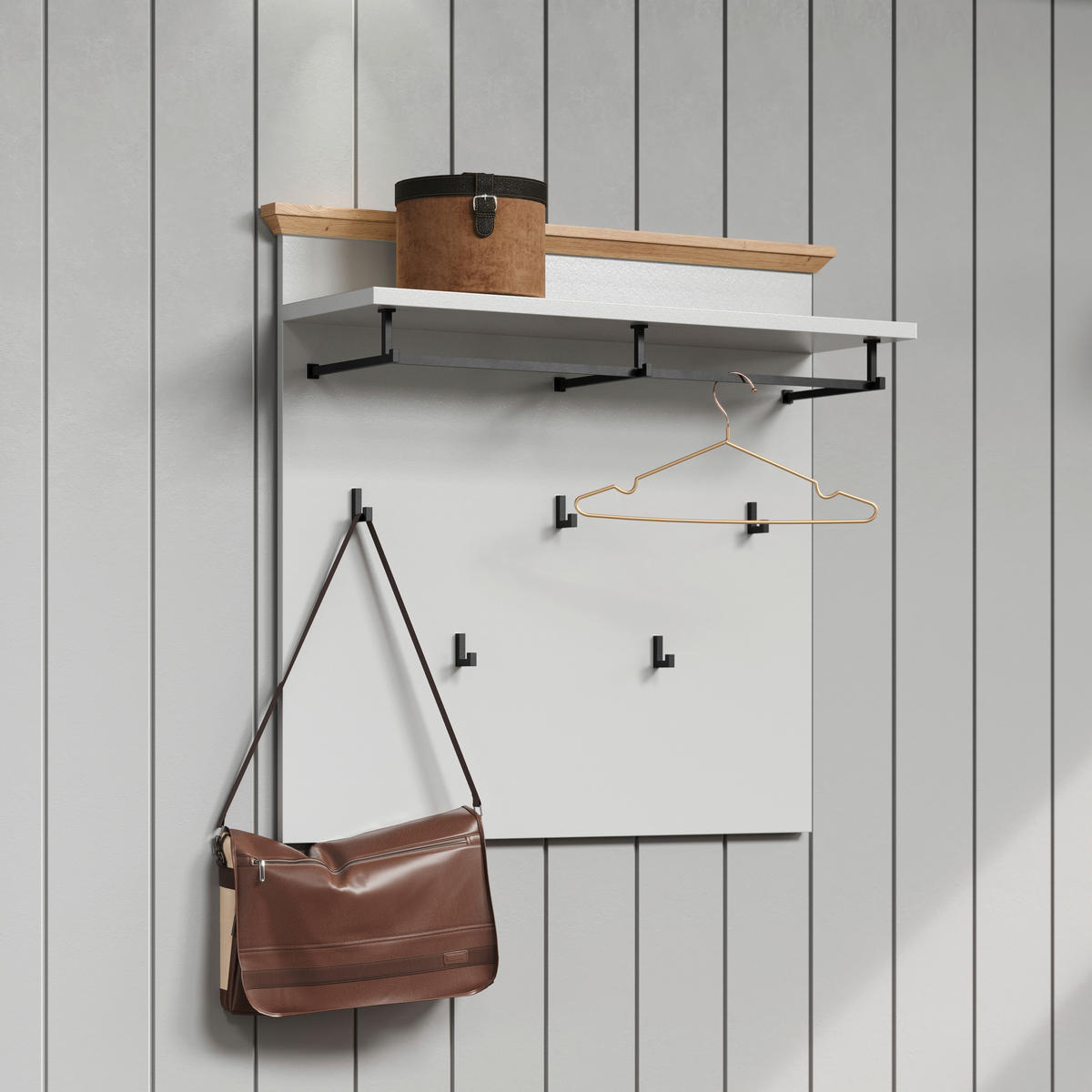 Garderobenpaneel Landside Lichtgrau Eiche Artisan Nachbildung B/H/T: ca. 91x82x27 cm Landside - Lichtgrau/Eiche (91,00/82,00/27,00cm) - Trendteam