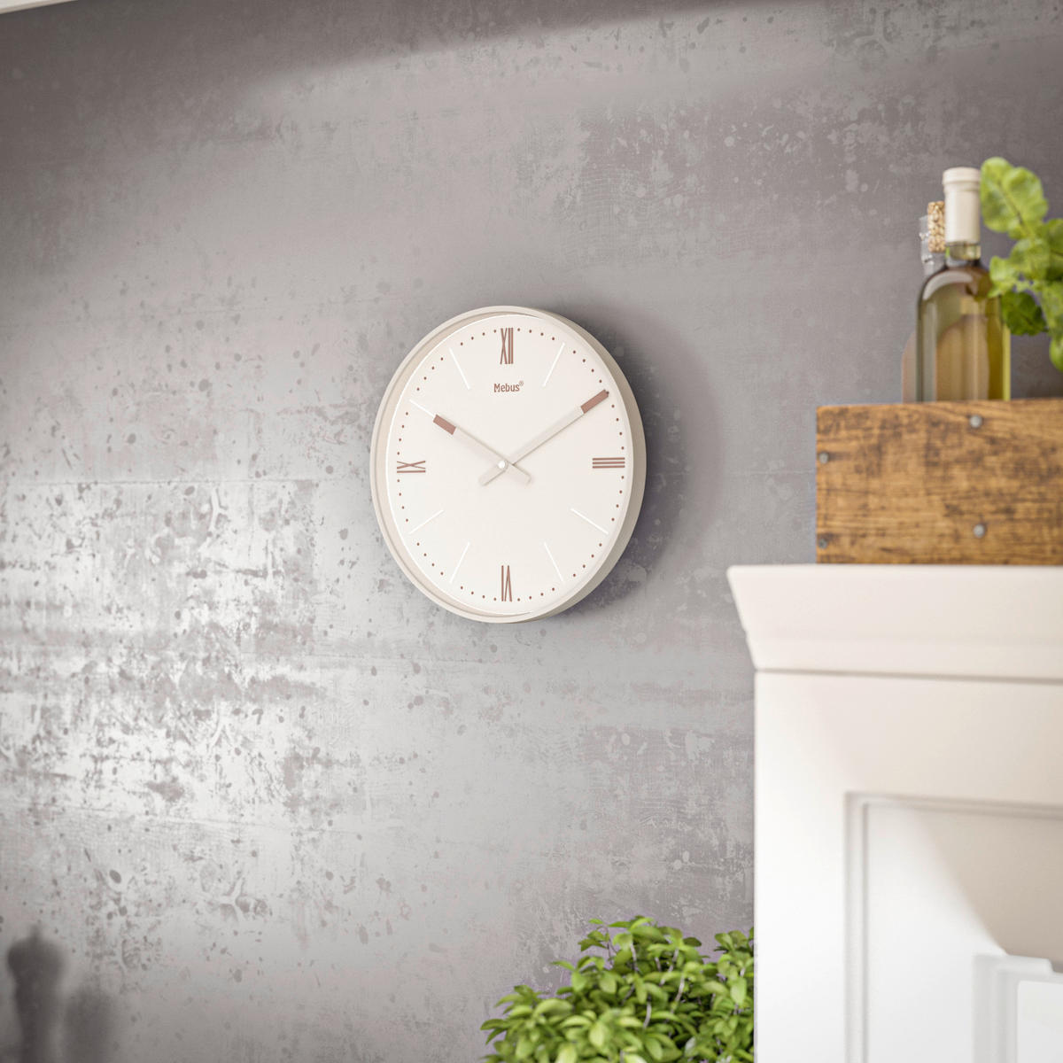 Mebus Wanduhr grau D: ca. 25 cm Wanduhr_Funk - rosa/grau (25,00cm) - Mebus