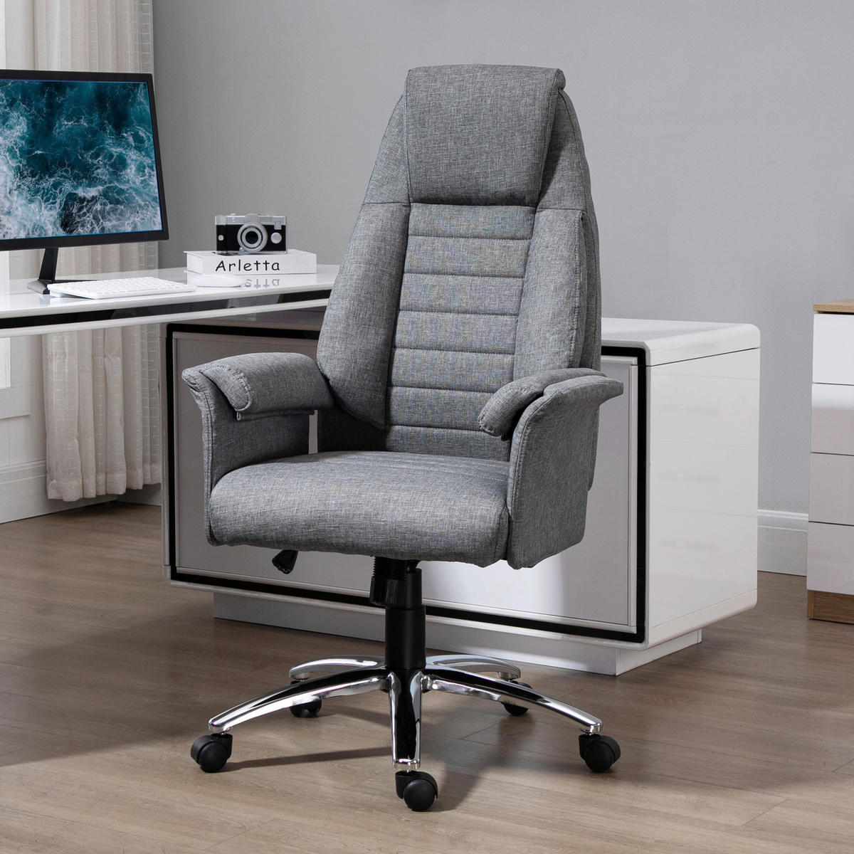 Drehstuhl 921-032GY grau 921-032GY - grau (68,00/116,00/69,00cm) - HOMCOM