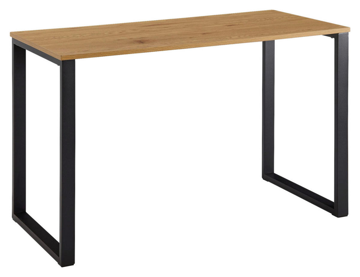 Schreibtisch Eiche Nachbildung schwarz pulverbeschichtet B/H/T: ca. 120x76x60 cm Schreibtisch - Eiche/schwarz (120,00/76,00/60,00cm) - Wohnling