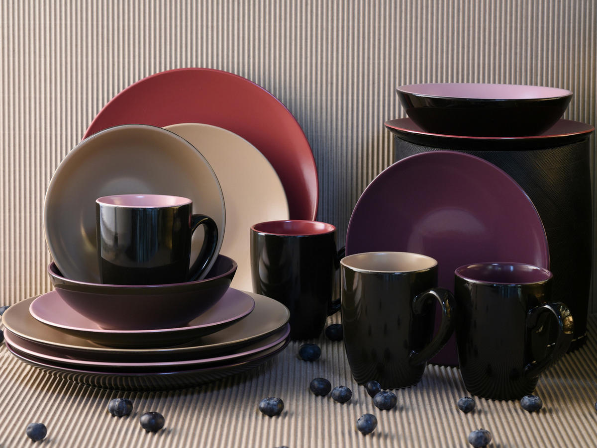 CreaTable Kombiservice Very BERRY multicolor Steinzeug 16 tlg. Very BERRY - multicolor - CreaTable