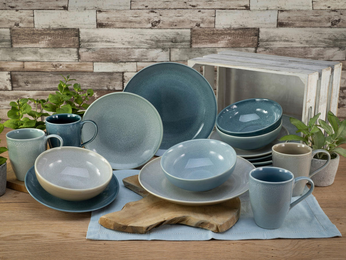 CreaTable Kombiservice Reactive AQUA blau Keramik Reactive AQUA - blau - CreaTable
