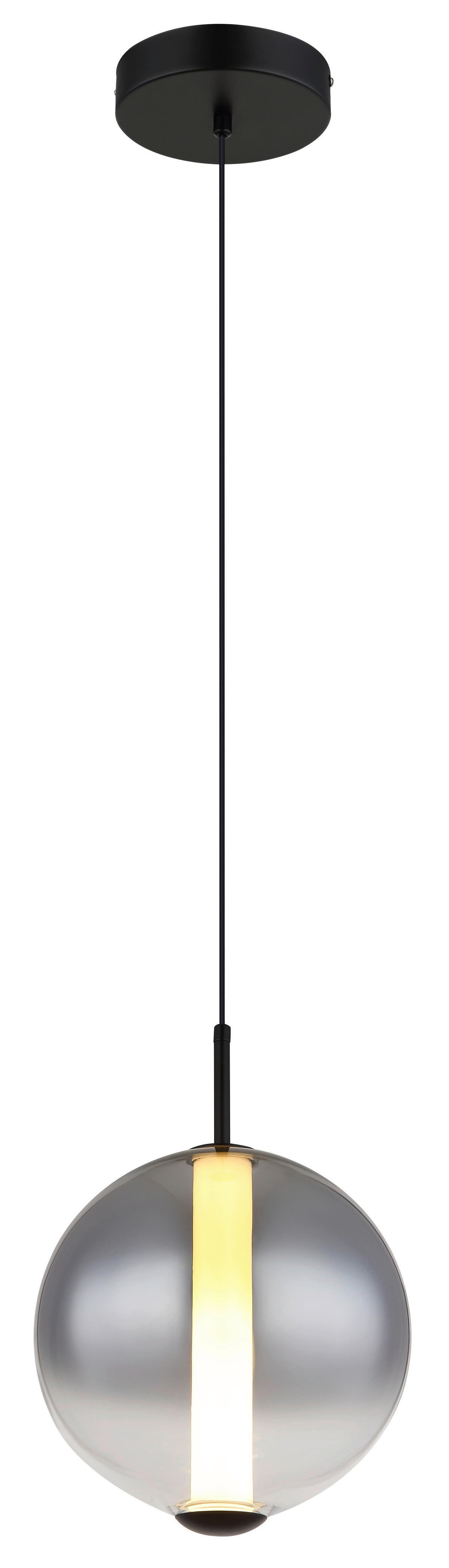 GLOBO Pendelleuchte Rauch mattschwarz Opal Metall Glas H/D: ca. 120x25 cm 1.0 Brennstellen Lacy - Opal/mattschwarz (25,00/120,00cm) - GLOBO