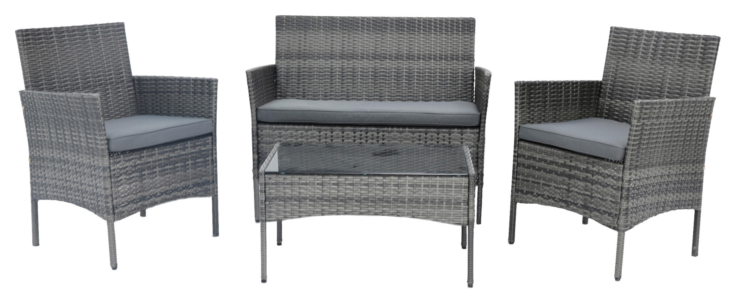 POCOline Gartensitzgruppe Valencia grau Polyrattangeflecht Valencia - schwarz/grau - POCOline
