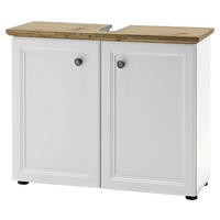 Waschbeckenunterschrank Toskana weiß Eiche Artisan Nachbildung B/H/T: ca. 84x67x32 cm Toskana - Eiche/weiß (84,00/67,00/32,00cm)
