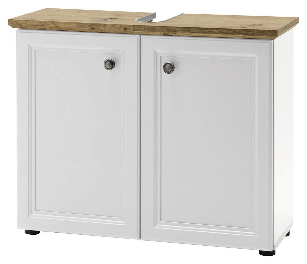 Waschbeckenunterschrank Toskana weiß Eiche Artisan Nachbildung B/H/T: ca. 84x67x32 cm Toskana - Eiche/weiß (84,00/67,00/32,00cm)