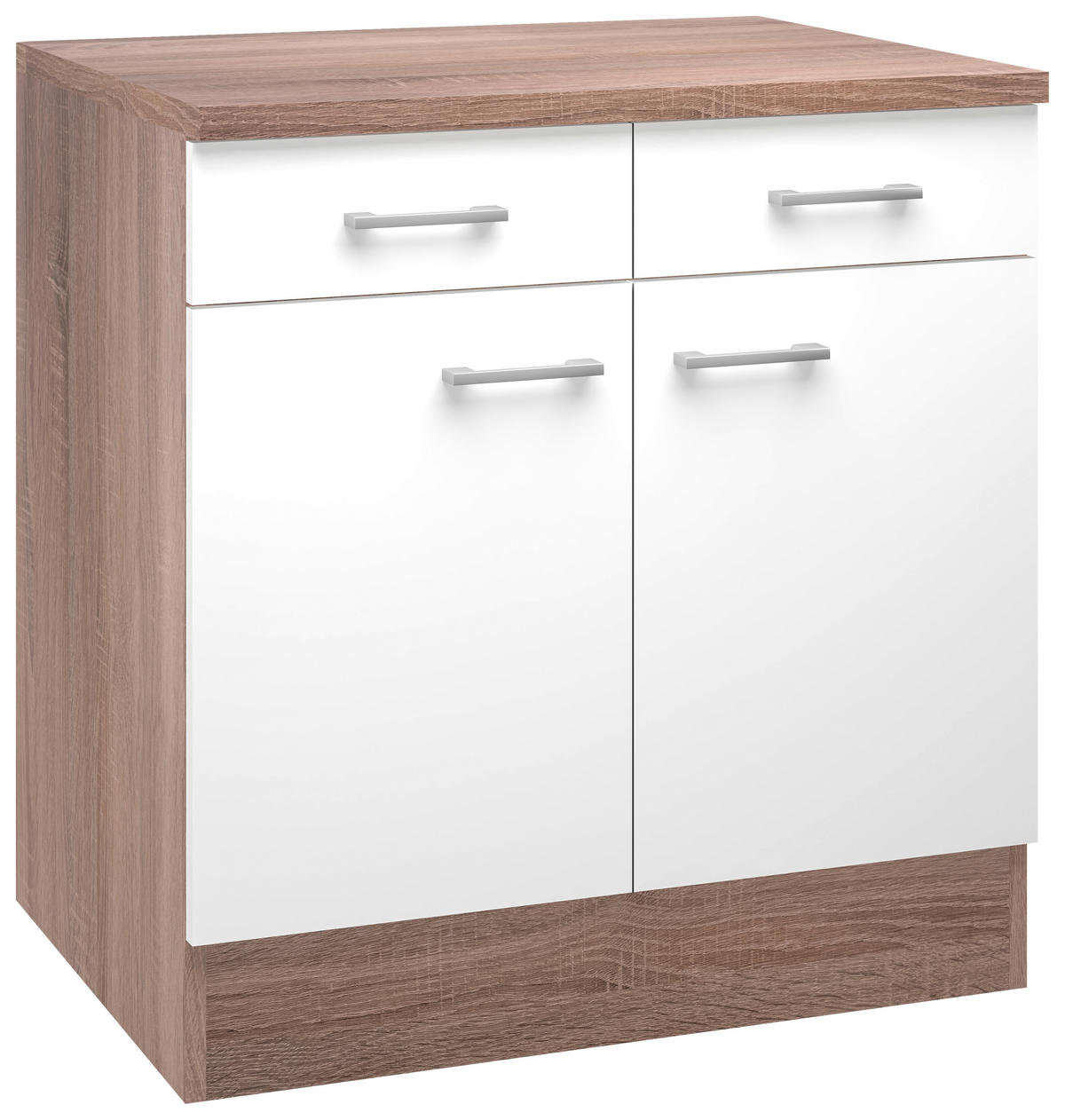 Unterschrank Samoa weiß Eiche Nachbildung B/H/T: ca. 80x85x60 cm Samoa - Eiche/weiß (80,00/85,00/60,00cm) - Flex-Well