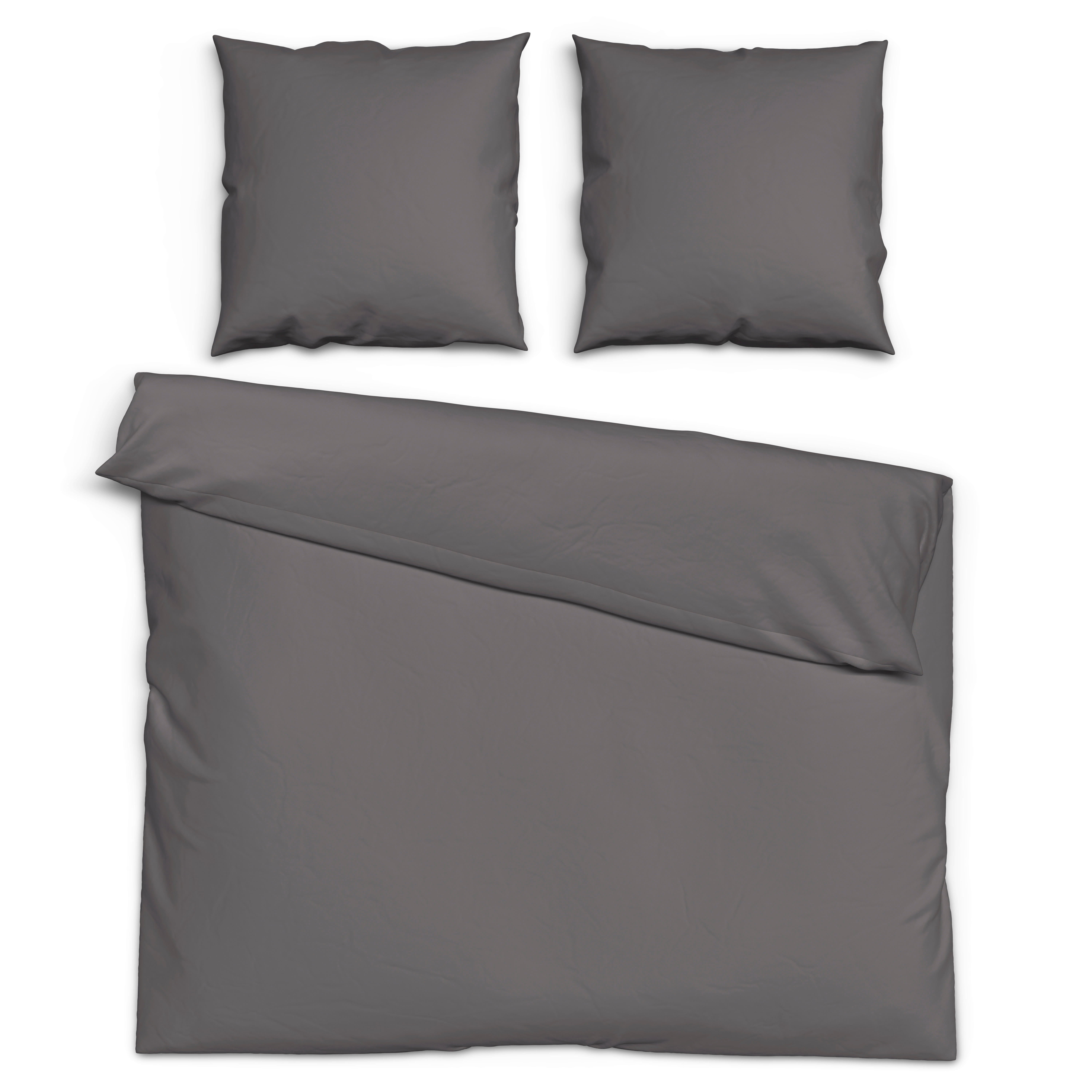 Baumwoll Bettwäsche Renforce Bettwäsche_Renforce Uni 200x200cm - anthrazit (200,00/200,00cm) - beau rêve
