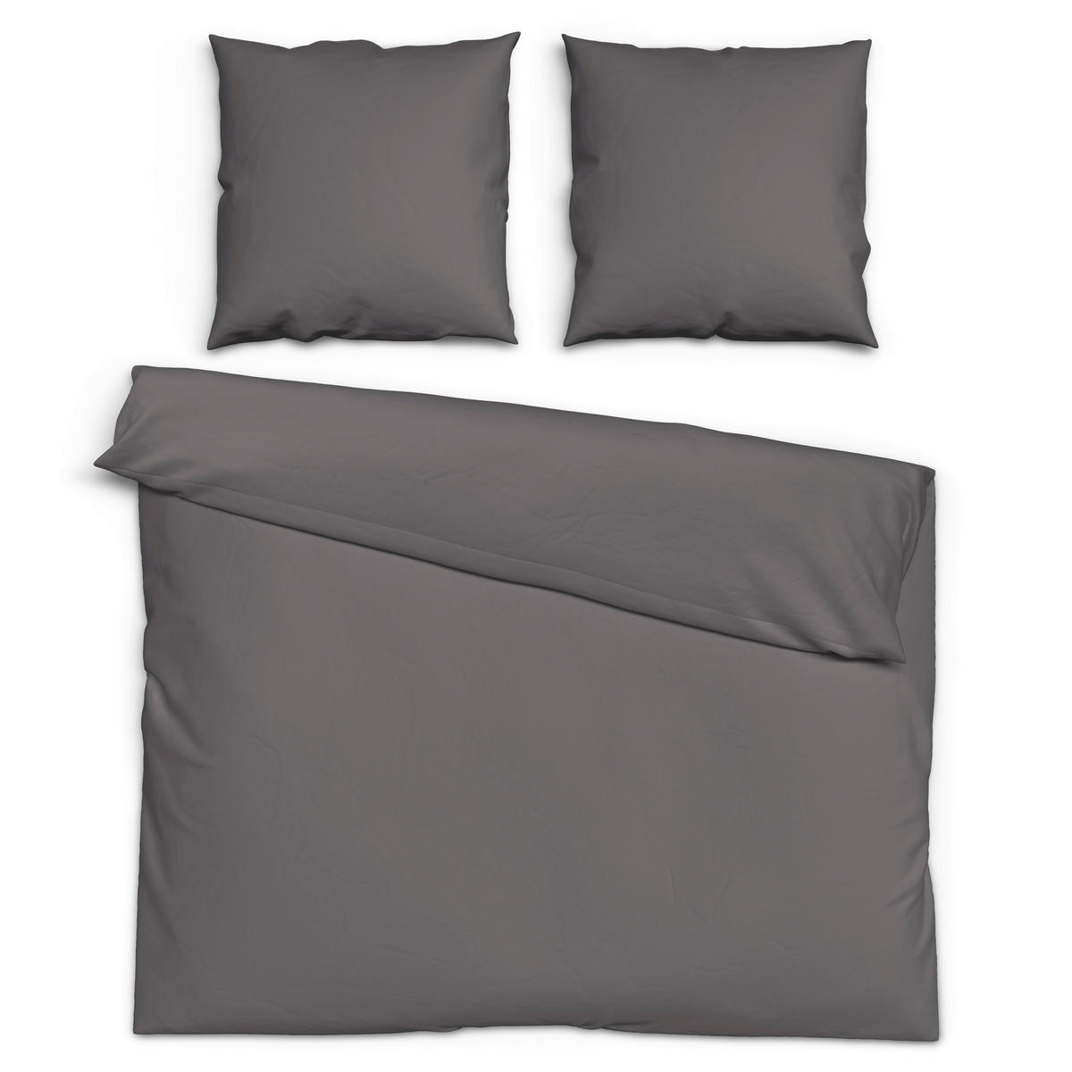 Baumwoll Bettwäsche Renforce Bettwäsche_Renforce Uni 200x200cm - anthrazit (200,00/200,00cm) - beau rêve