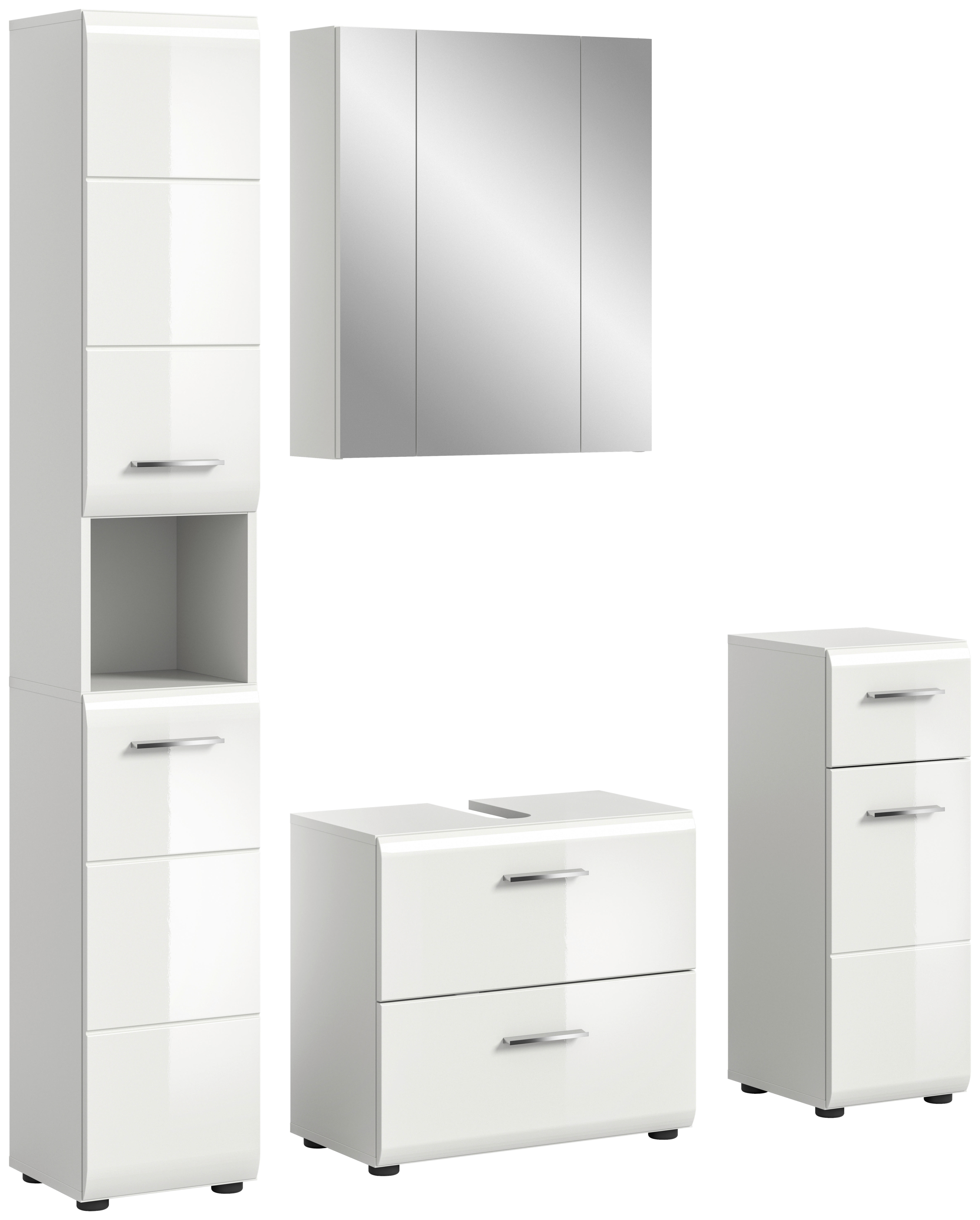 Badezimmer-Set Ice weiß weiß Hochglanz B/H/T: ca. 150x185x30 cm Ice - weiß (150,00/185,00/30,00cm) - xonox.home