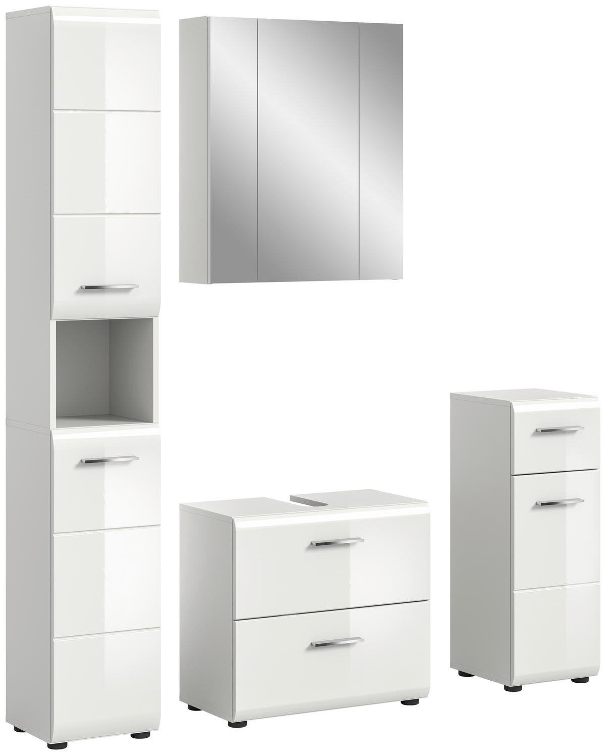 Badezimmer-Set Ice weiß weiß Hochglanz B/H/T: ca. 150x185x30 cm Ice - weiß (150,00/185,00/30,00cm) - xonox.home