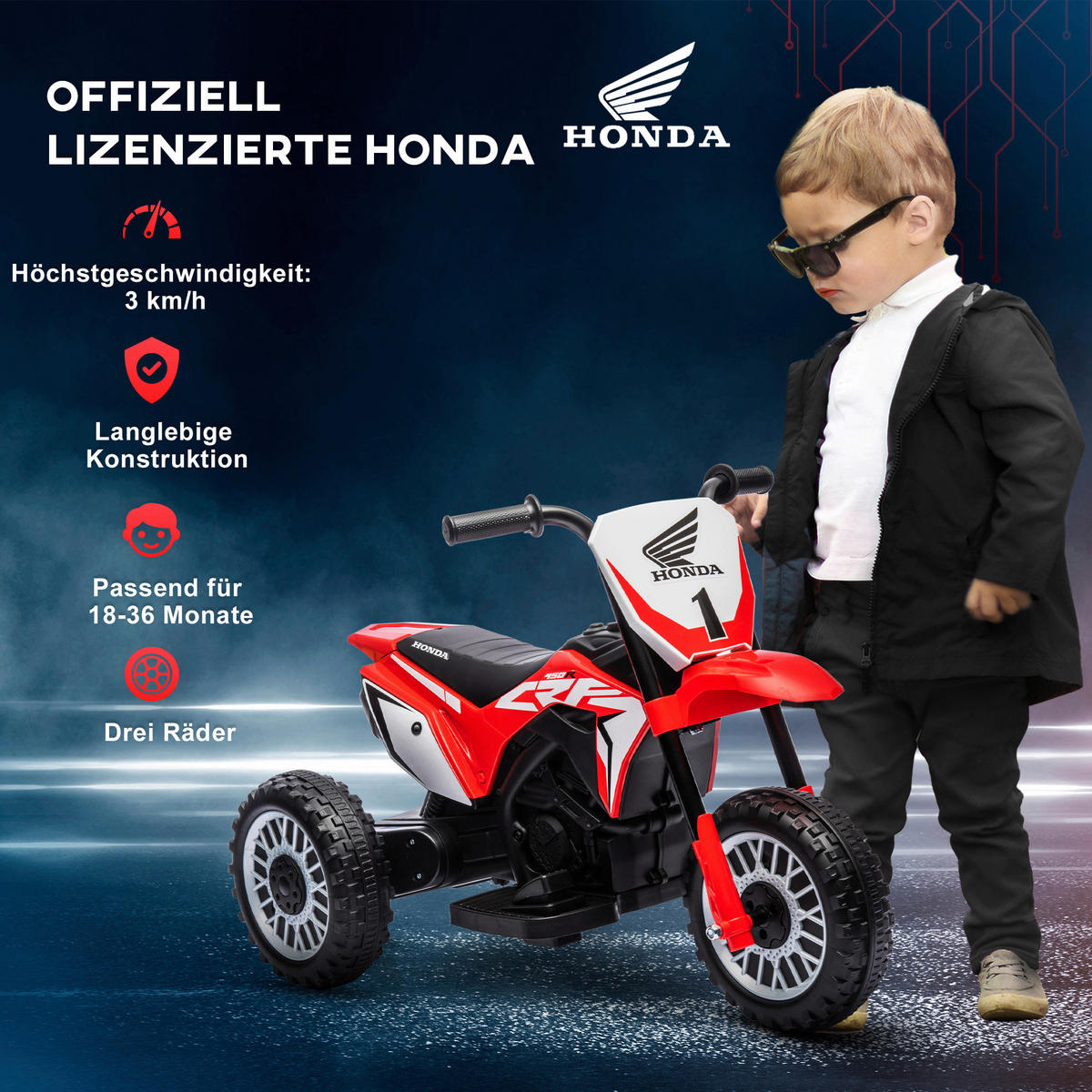 HOMCOM Kinder-Elektromotorrad rot B/H/L: ca. 40,5x43,5x71 cm Kinder-Elektromotorrad - rot (71,00/40,50/43,50cm) - HOMCOM