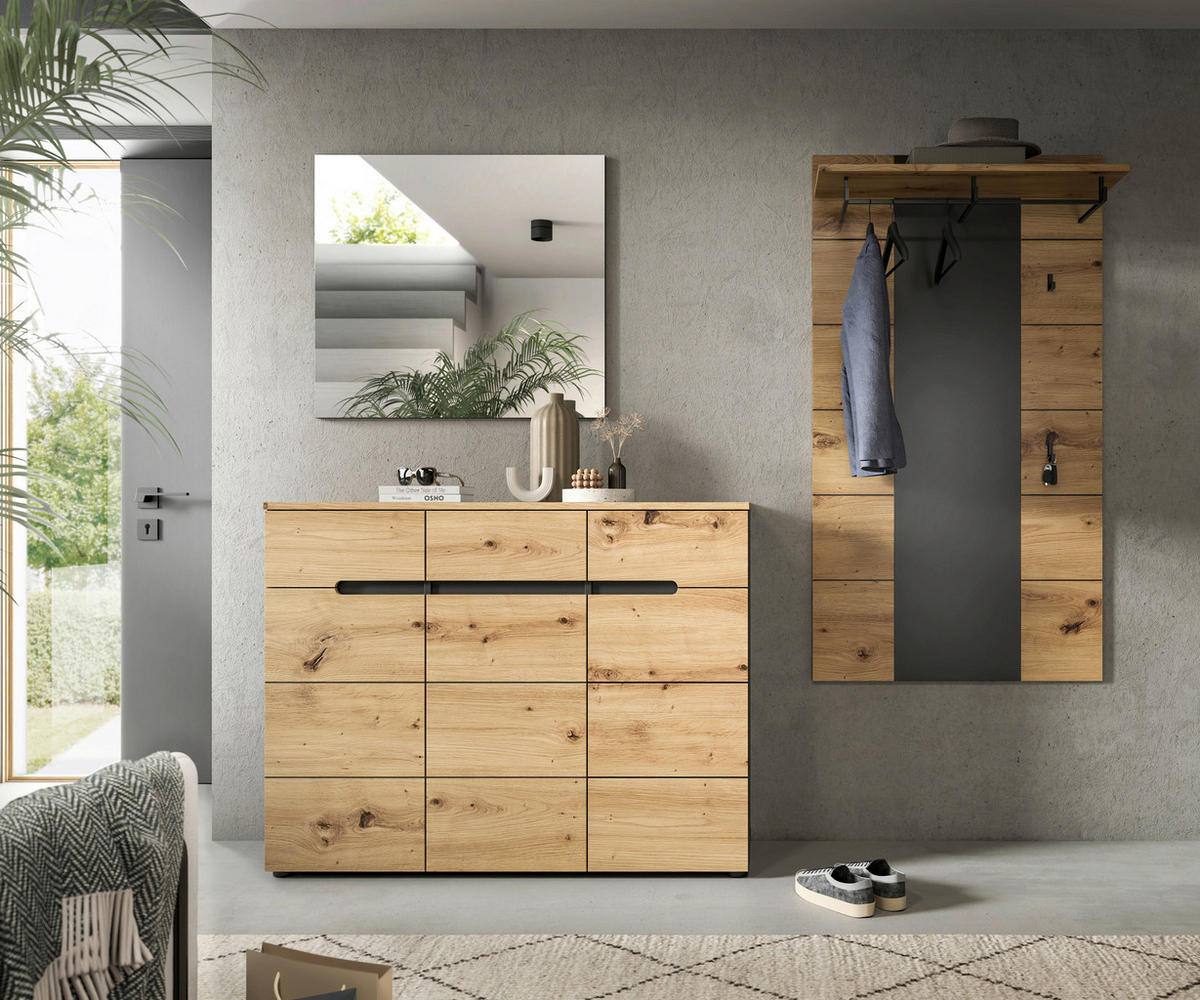 Garderobe Canu basaltgrau Nachbildung Artisan Nachbildung B/H/T: ca. 215x190x37 cm Canu - basaltgrau (215,00/190,00/37,00cm) - xonox.home