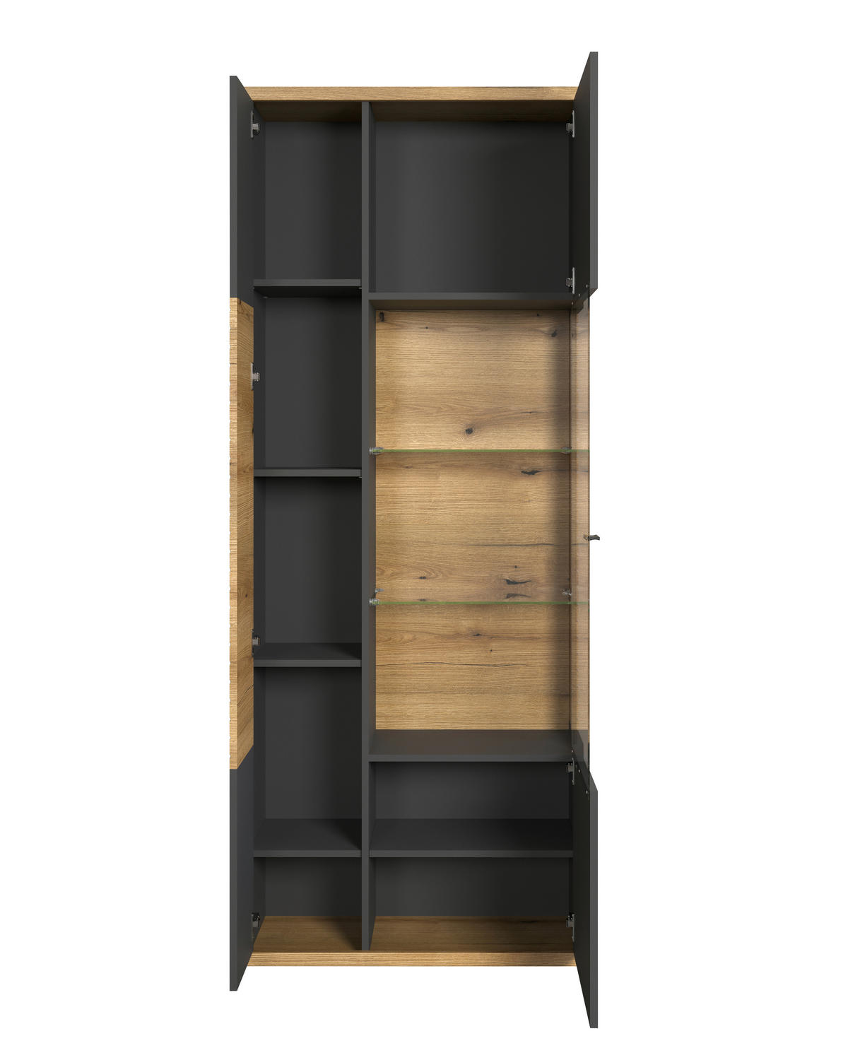 Vitrine Norris anthrazit Eiche Evoke Coast Nachbildung B/H/T: ca. 80x204x37 cm Norris - Eiche/anthrazit (80,00/204,00/37,00cm)