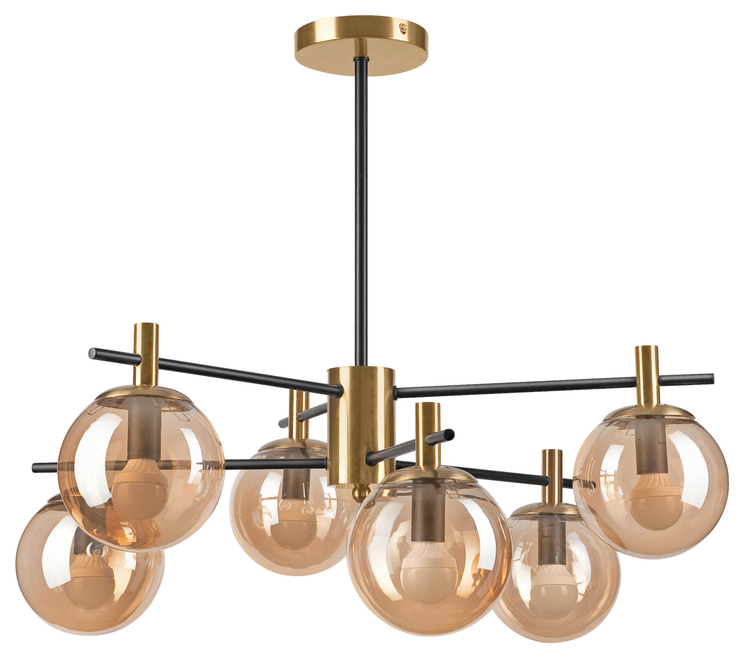 Lamkur Deckenleuchte gold Stahl Glas B/H/L: ca. 51x53x51 cm E14 6 Brennstellen LILOU - gold (51,00/51,00/53,00cm) - Lamkur