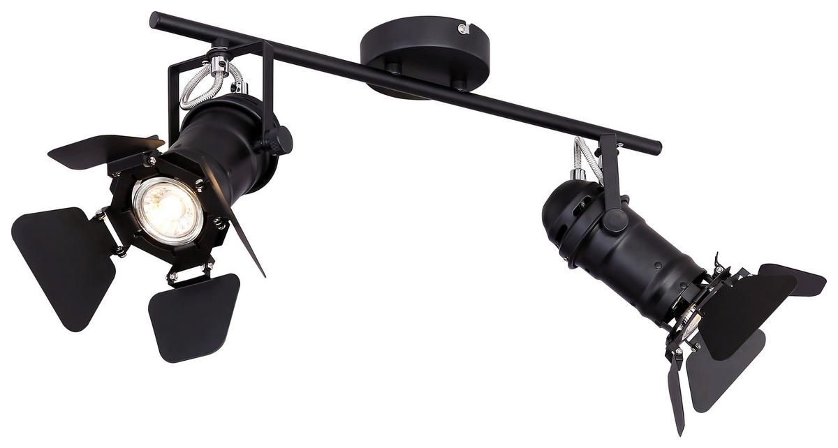GLOBO Spot 54650-2B schwarz Metall B/H/L: ca. 16x27x54 cm GU10 2 Brennstellen Spot_2flg.Egon - schwarz (54,00/16,00/27,00cm) - GLOBO