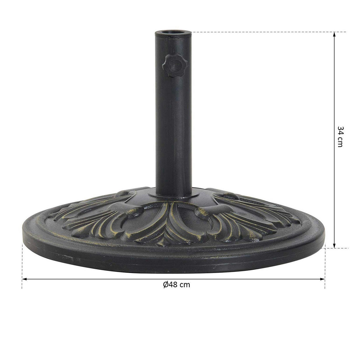Outsunny Sonnenschirmständer bronze Metall B/H/L/D: ca. 48x34x48x48 cm Sonnenschirmständer - bronze (48,00/48,00/34,00cm) - Outsunny