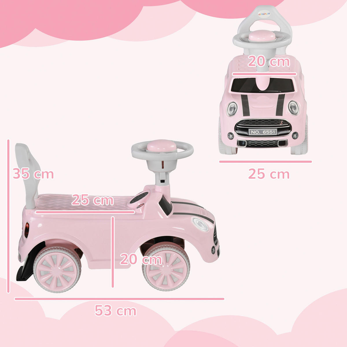 AIYAPLAY Rutschauto rosa B/H/L: ca. 25x35x53 cm Rutschauto - rosa (53,00/25,00/35,00cm) - AIYAPLAY