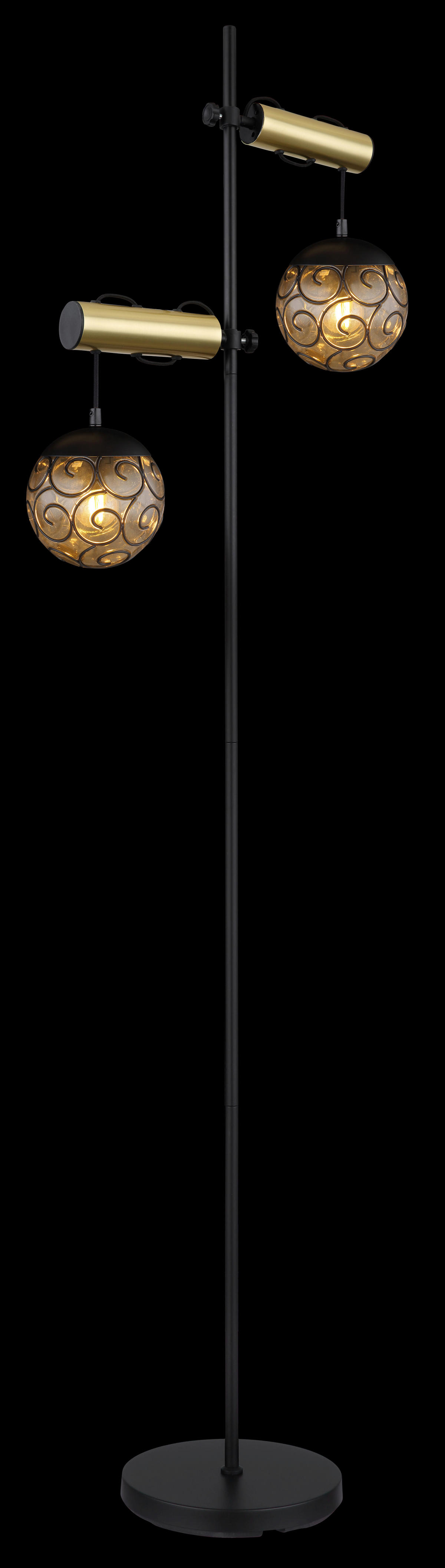 GLOBO Stehleuchte Rauch Metall Kunststoff B/H/T: ca. 51x168x25 cm E27 2 Brennstellen Stehleuchte_Fitz - Rauch (51,00/168,00/25,00cm) - GLOBO