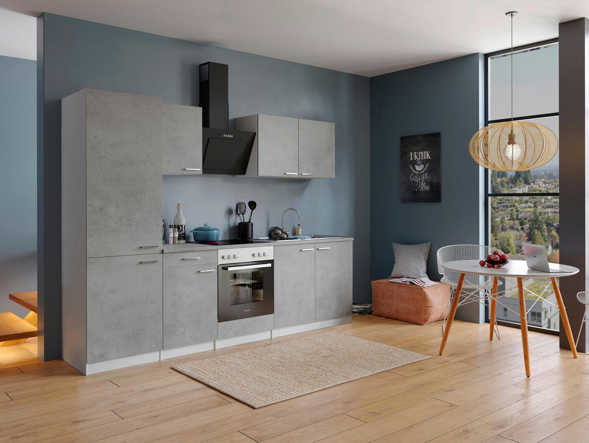 Respekta Küchenblock Malia Beton Optik B/H/T: ca. 270x200x60 cm Malia - Beton/weiß (270,00/200,00/60,00cm) - Respekta