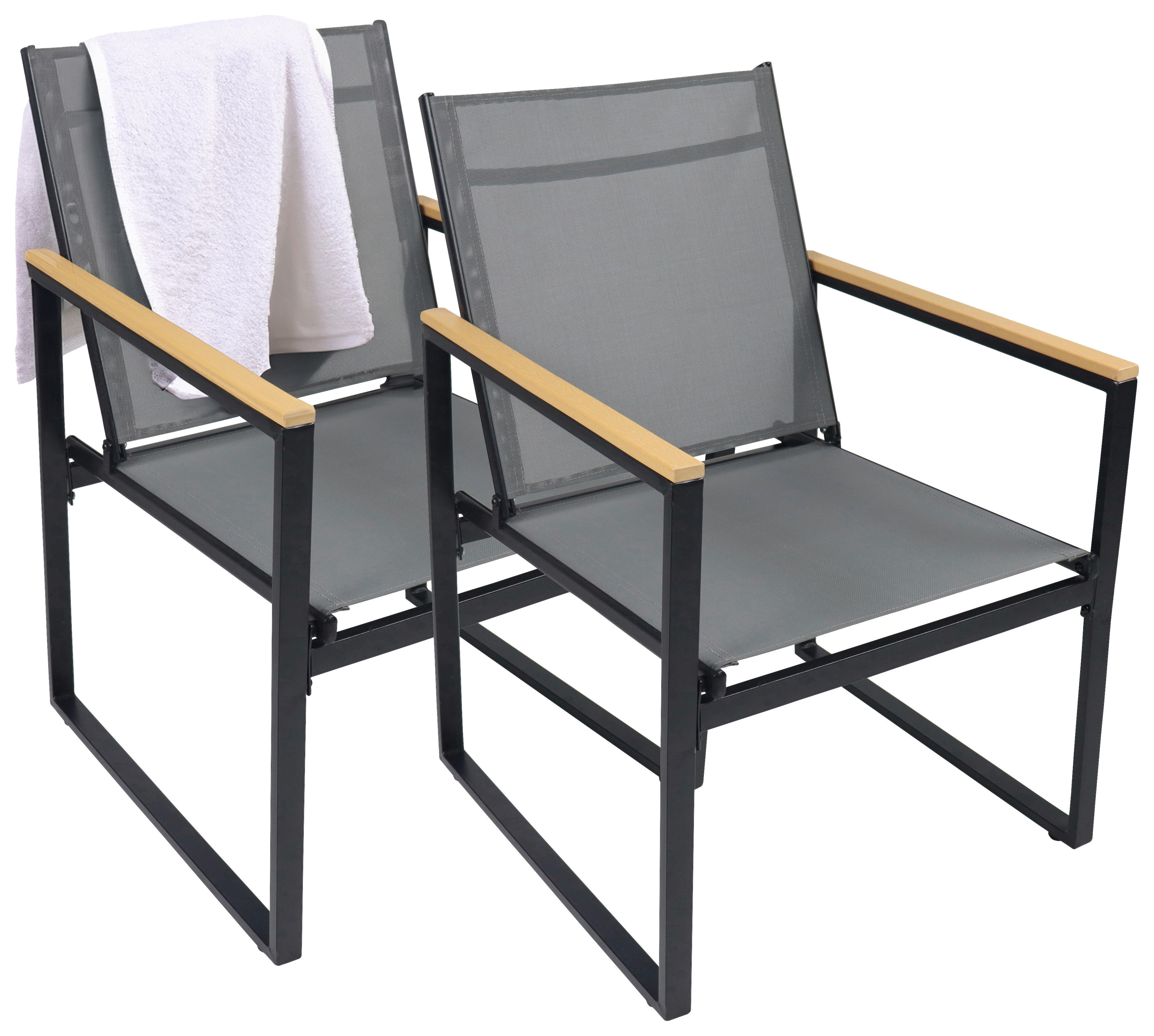 VCM Gartenstuhl anthrazit Metall B/H/L: ca. 54x83x65 cm Gartenstuhl 2er Set - anthrazit (65,00/54,00/83,00cm) - VCM