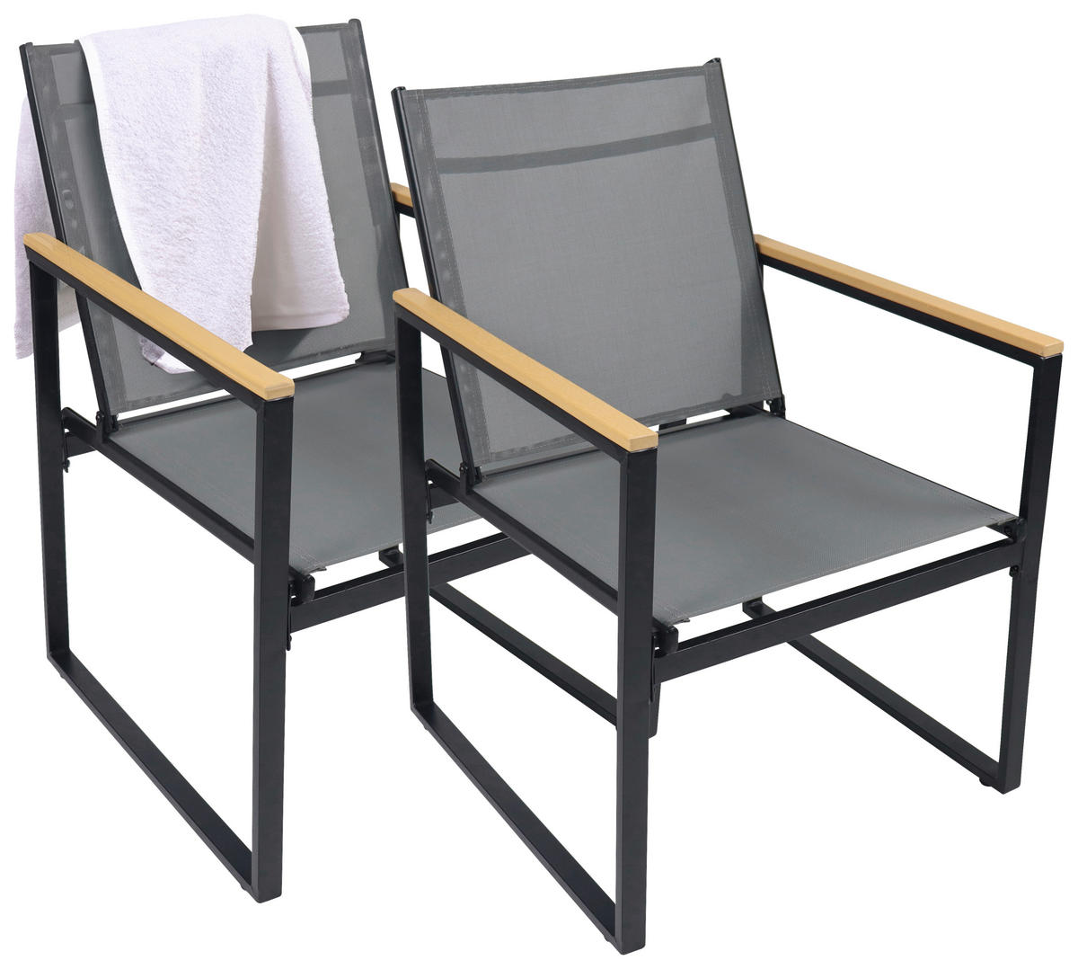 VCM Gartenstuhl anthrazit Metall B/H/L: ca. 54x83x65 cm Gartenstuhl 2er Set - anthrazit (65,00/54,00/83,00cm) - VCM