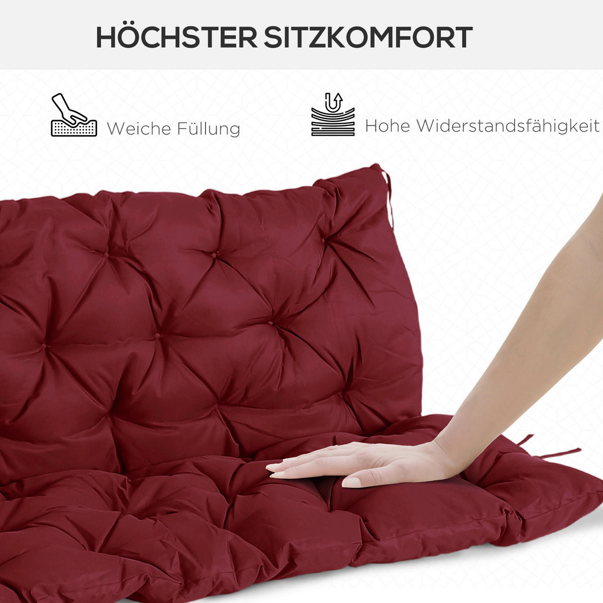 Outsunny Bankauflage rot Polyester B/H/L: ca. 150x8x98 cm Bankauflage - rot (98,00/150,00/8,00cm) - Outsunny