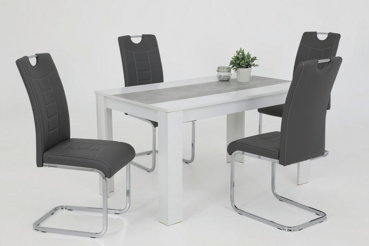 Schwingstuhl Ruby 4er Set grau Kunstleder B/H/T: ca. 44x103x60 cm Ruby 4er Set - grau (44,00/103,00/60,00cm) - Hela