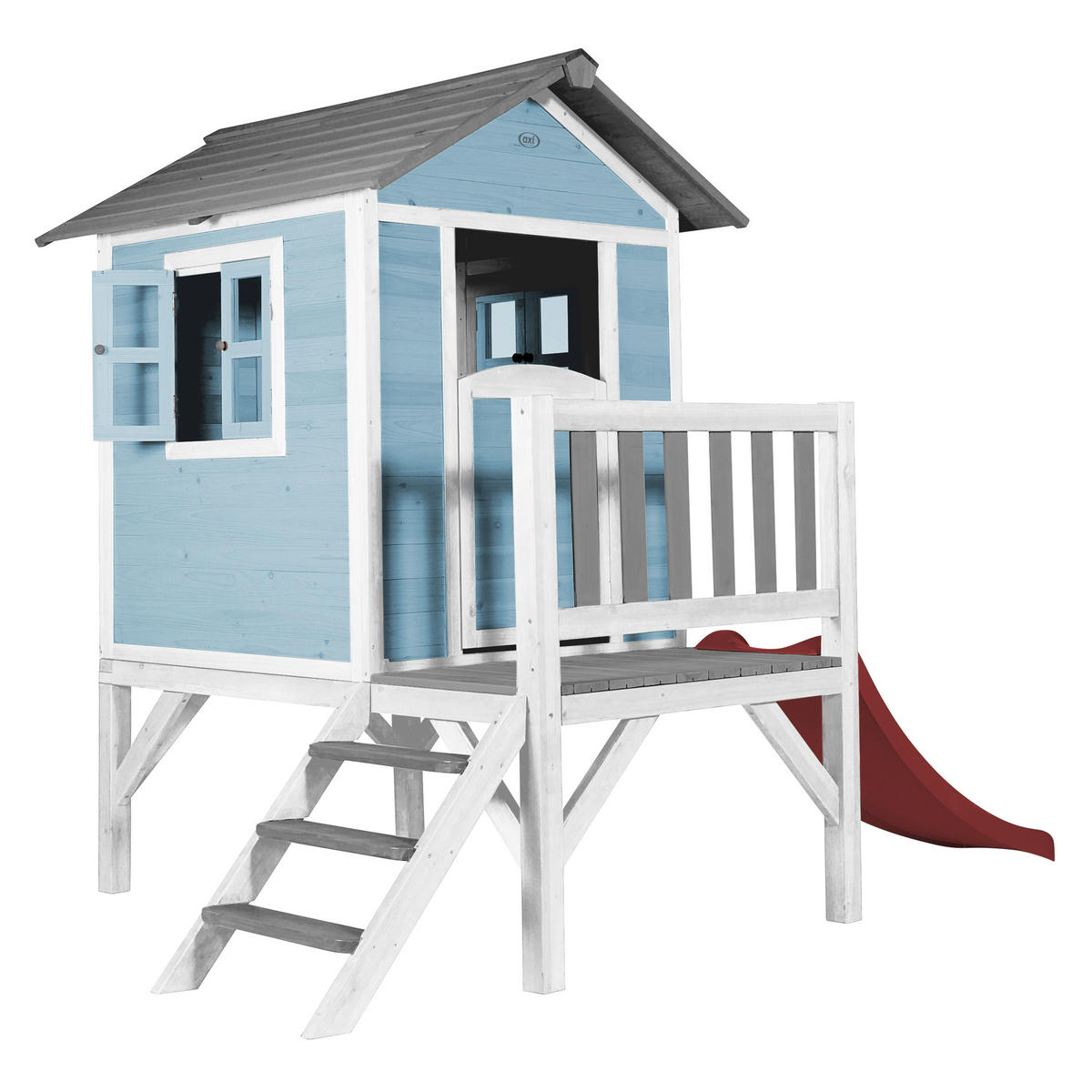 AXI Spielhaus Lodge XL blau B/H/T: ca. 240x189x167 cm Lodge XL - blau/weiß (240,00/189,00/167,00cm) - AXI