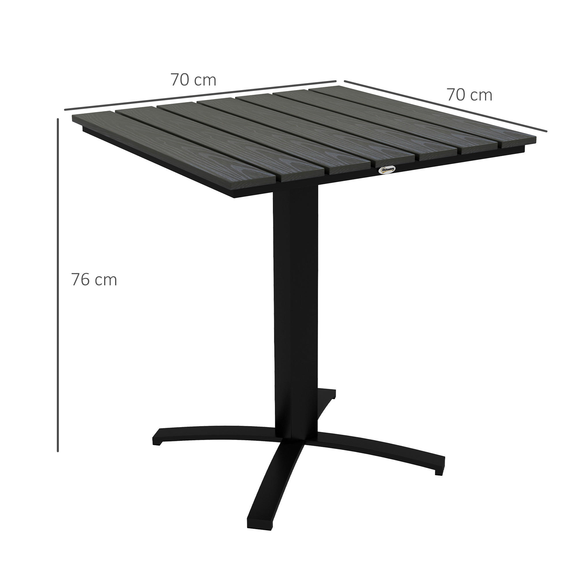 Outsunny Gartentisch grau Holz B/H/L: ca. 70x76x70 cm Gartentisch - grau (70,00/70,00/76,00cm) - Outsunny