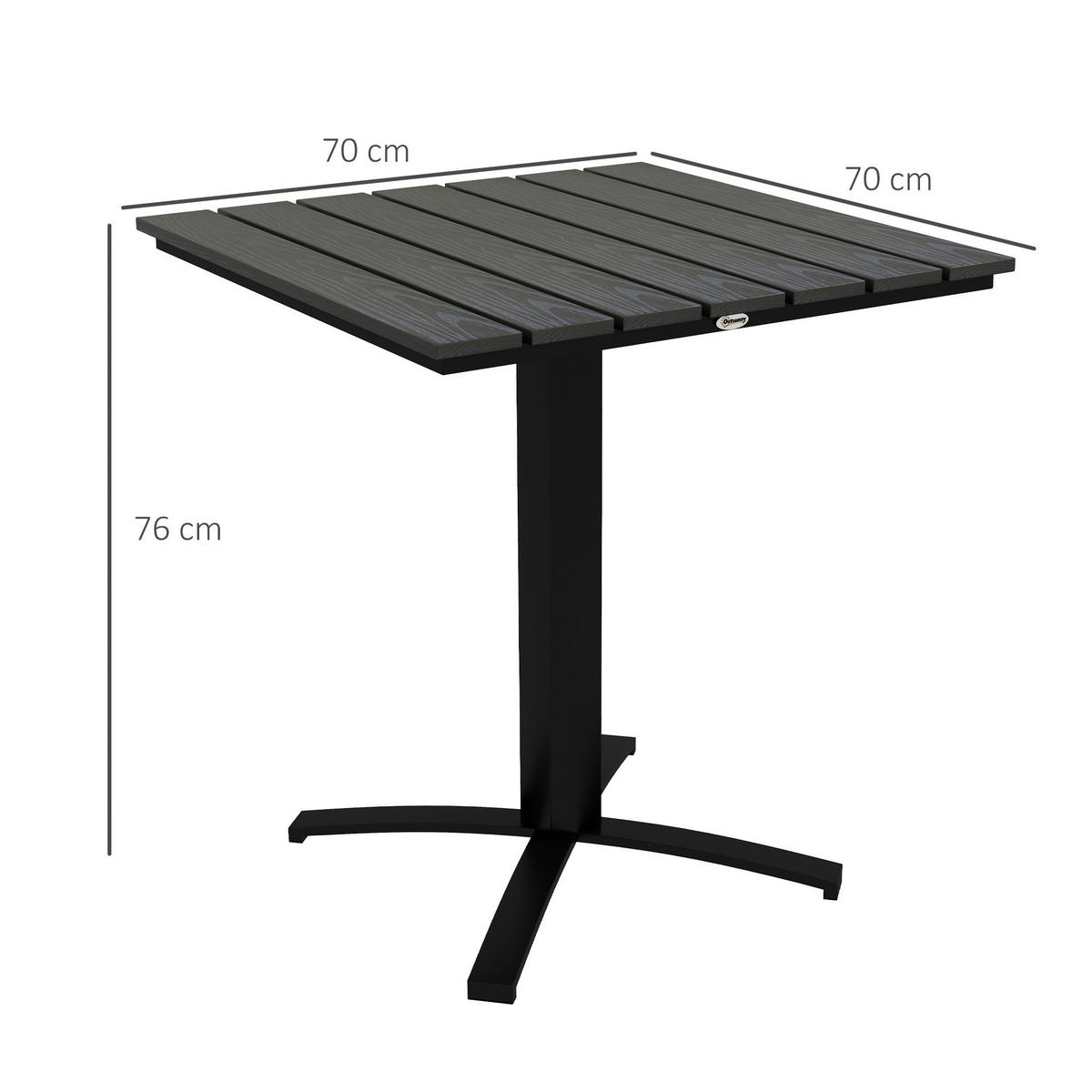 Outsunny Gartentisch grau Holz B/H/L: ca. 70x76x70 cm Gartentisch - grau (70,00/70,00/76,00cm) - Outsunny