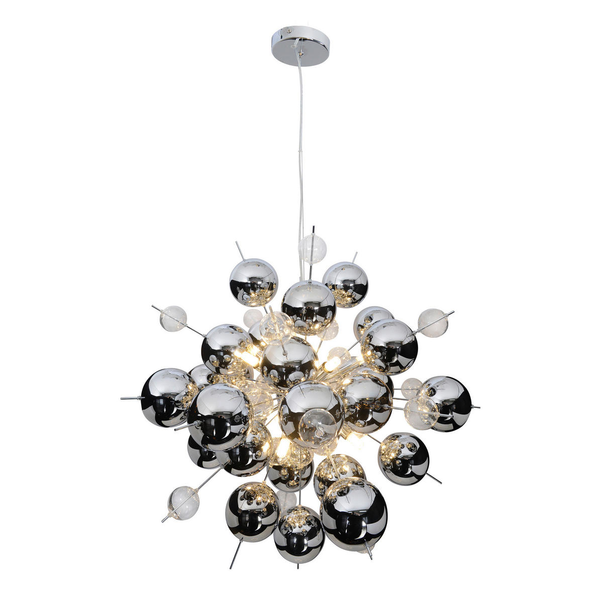 Näve Leuchten Pendelleuchte Chrom Glas Metall B/H/T/D: ca. 65x193x65x65 cm G9 10 Brennstellen EXPLOSION - Chrom (65,00/193,00/65,00cm) - Näve Leuchten