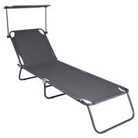 VCM Sonnenliege grau Polyester-Mischgewebe B/H/L: ca. 55x34x190 cm Sonnenliege - grau (190,00/55,00/34,00cm) - VCM
