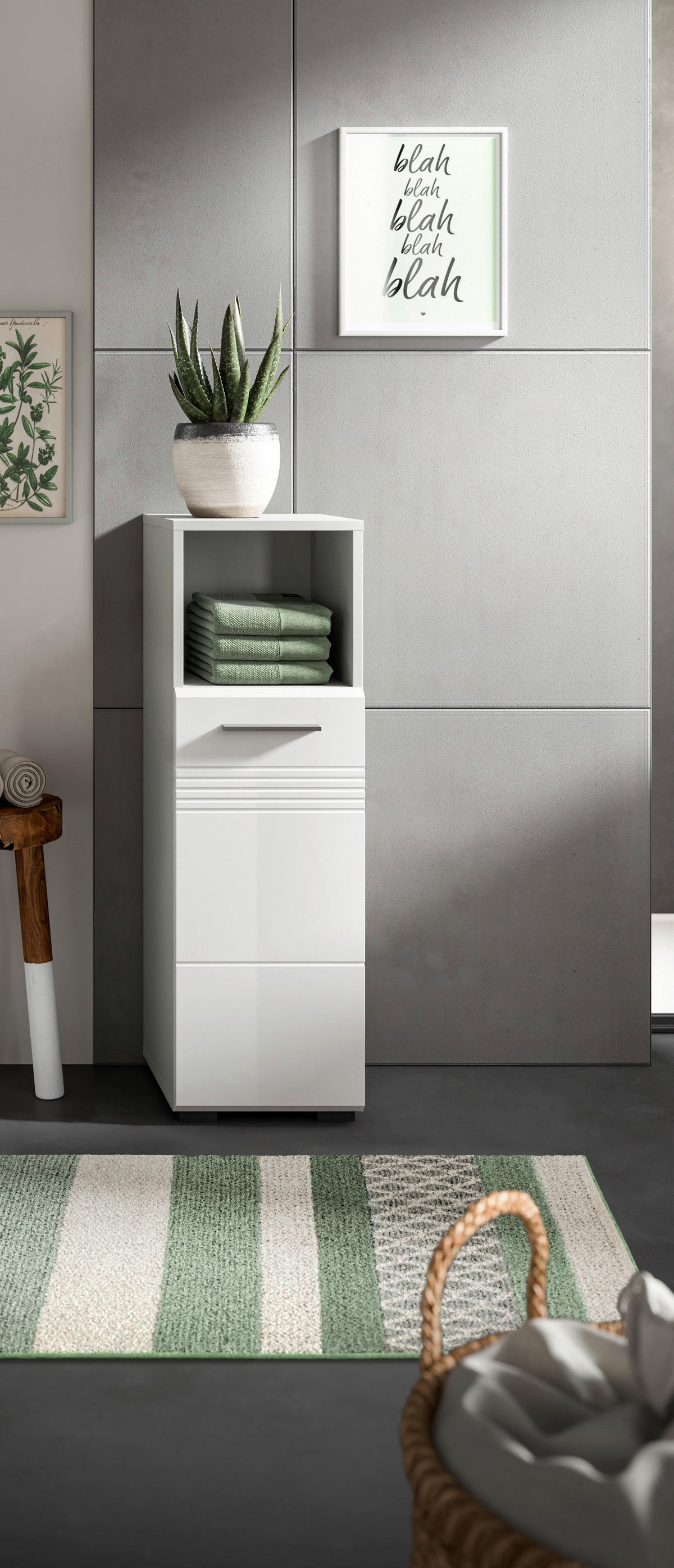 Schrank Copa hellgrau weiß Hochglanz B/H/T: ca. 30x95x30 cm Copa - hellgrau/weiß (30,00/95,00/30,00cm) - xonox.home