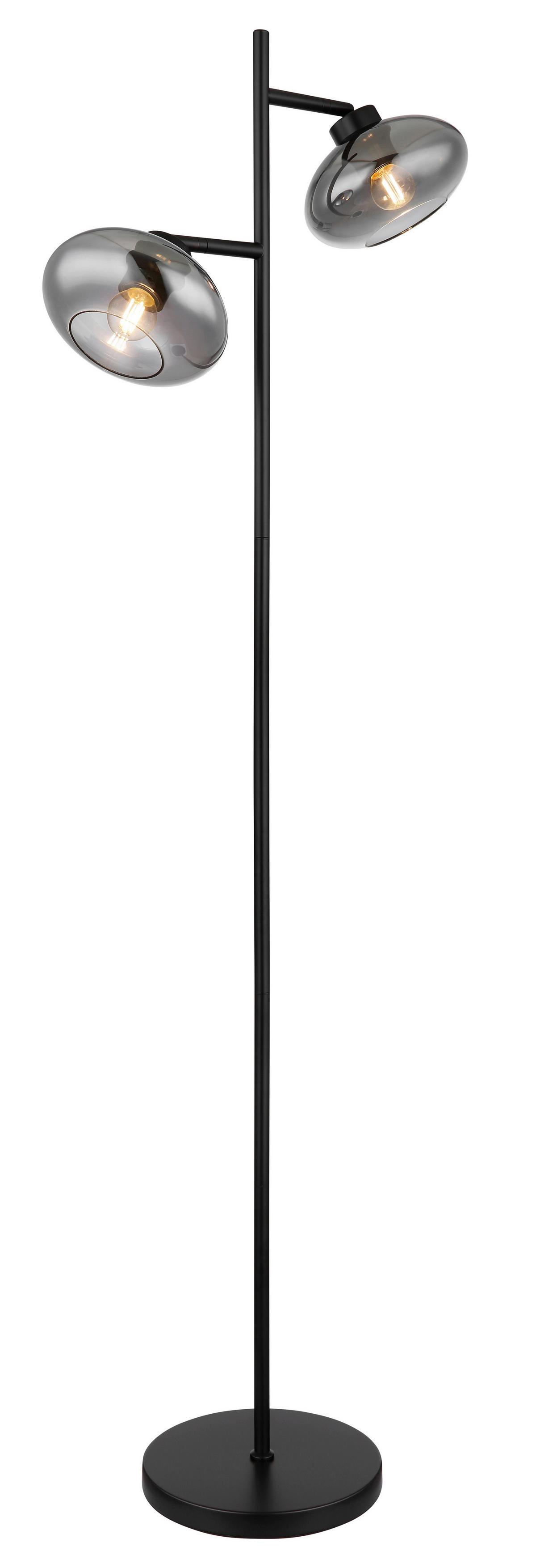 GLOBO Stehleuchte schwarz Metall B/H/T: ca. 25x150x48 cm E27 2 Brennstellen SHAUN - schwarz (25,00/150,00/48,00cm) - GLOBO