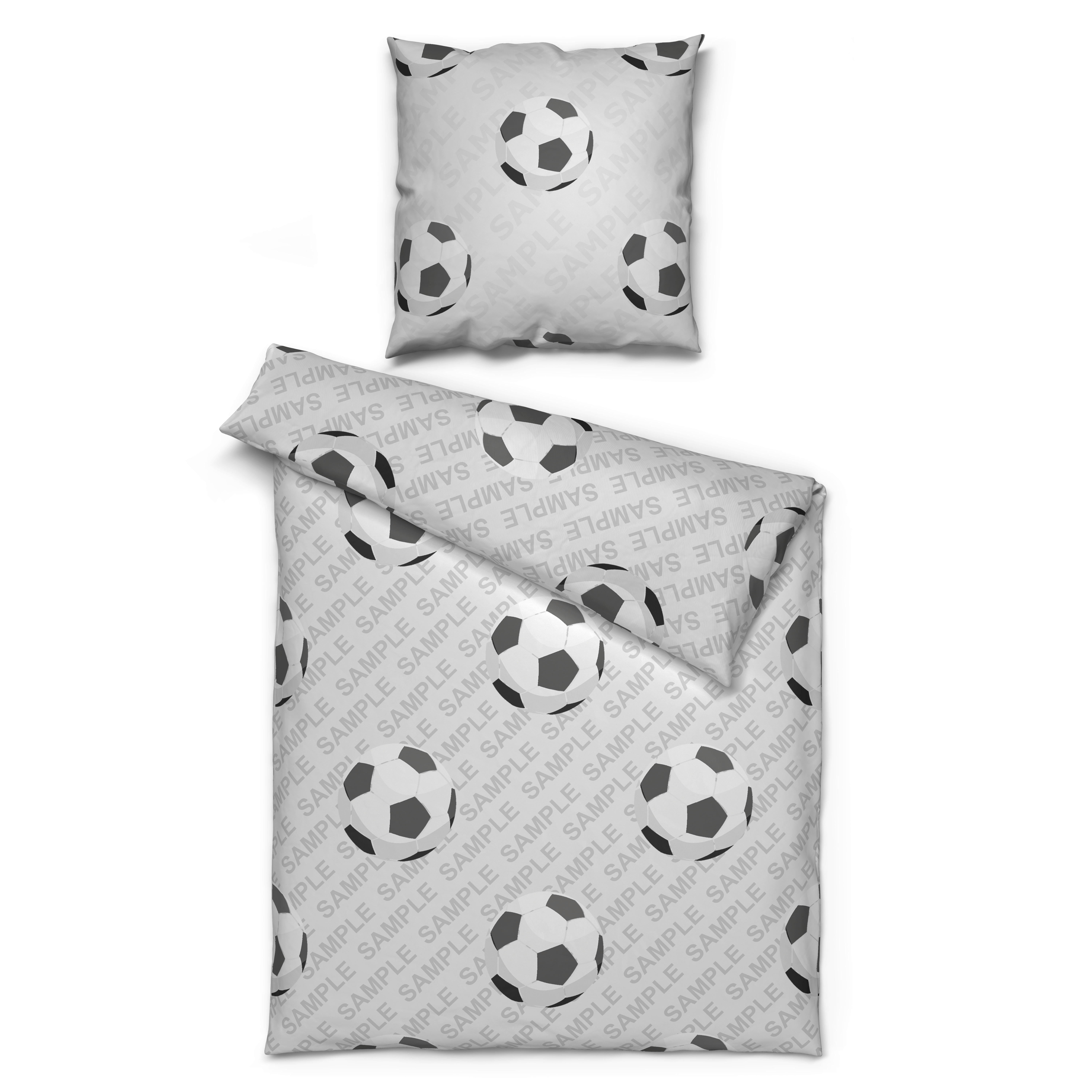 Microfaser Bettwäsche Jugendbettwäsche Fußball - weiß/schwarz (135,00/200,00cm)