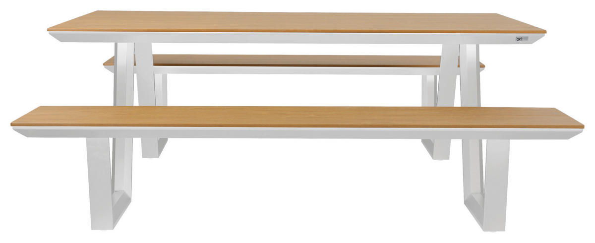 AXI Outdoor Living Picknickset Nori braun Metall B/H/L: ca. 200x75x190 cm Nori - braun/weiß (190,00/200,00/75,00cm) - AXI Outdoor Living