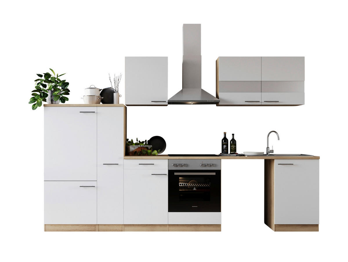 Respekta Küchenblock Merle weiß B/H/T: ca. 310x200x60 cm Merle - Eiche/weiß (310,00/200,00/60,00cm) - Respekta