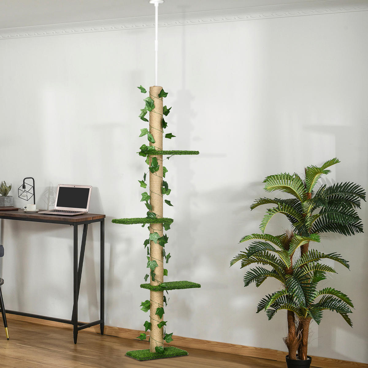PawHut Kratzbaum gelb Spanplatte B/H/L: ca. 21x242x37 cm Kratzbaum - gelb/grün (37,00/21,00/242,00cm) - PawHut
