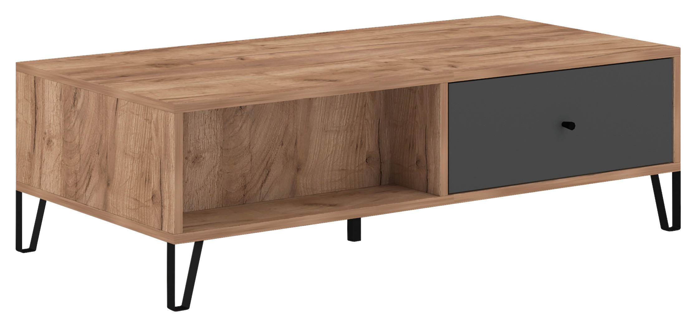 Couchtisch BILBAO Eiche Tabak Nachbildung anthrazit B/H/T: ca. 120x37x60 cm BILBAO - Eiche/anthrazit (120,00/37,00/60,00cm) - WIPMEB