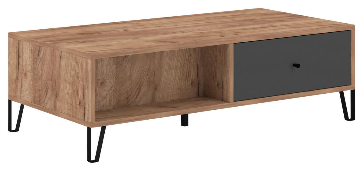 Couchtisch BILBAO Eiche Tabak Nachbildung anthrazit B/H/T: ca. 120x37x60 cm BILBAO - Eiche/anthrazit (120,00/37,00/60,00cm) - WIPMEB
