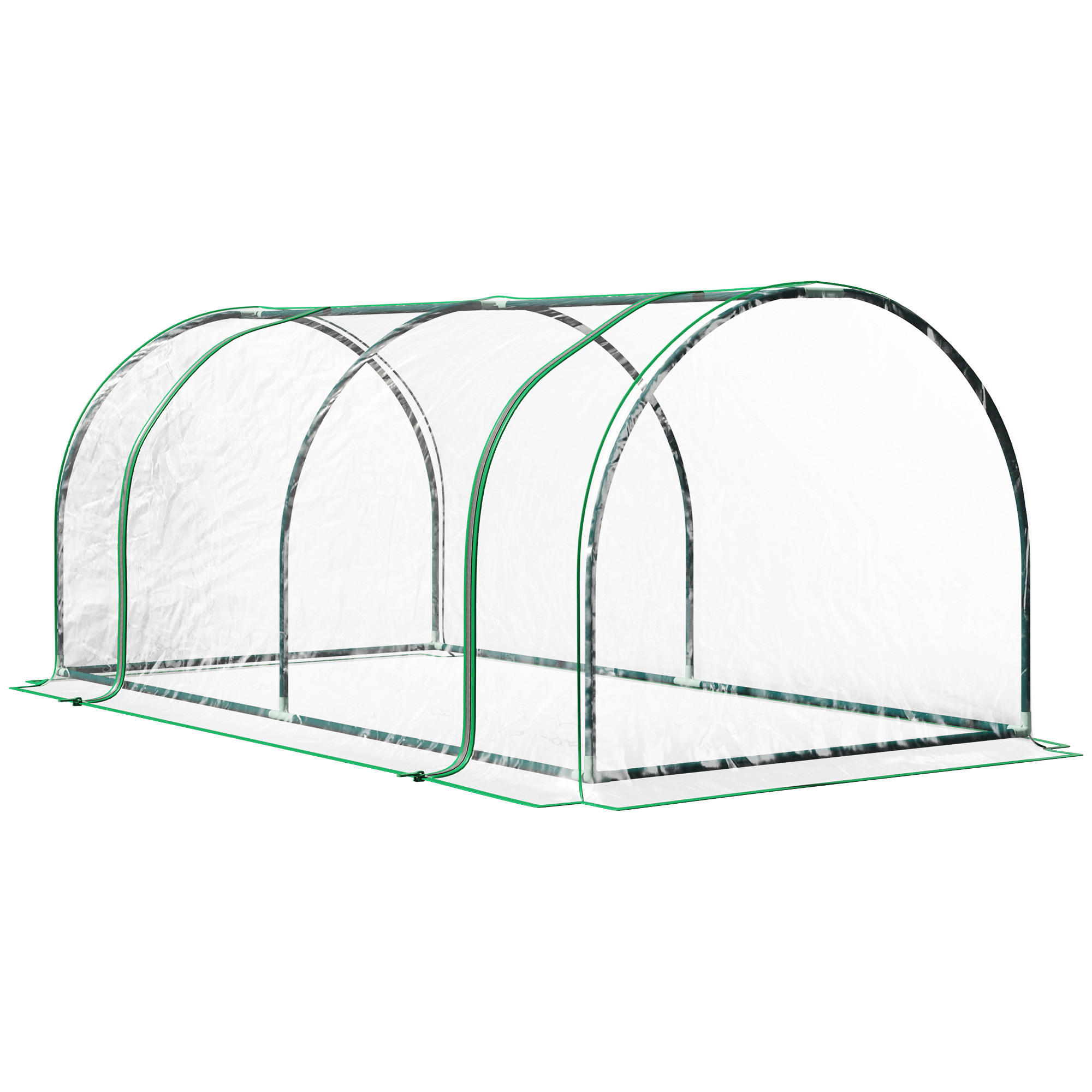 Outsunny Gewächshaus B/H/L: ca. 100x80x200 cm Gewächshaus - grün/transparent (200,00/100,00/80,00cm) - Outsunny