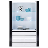 Vitrine Savona weiß Hochglanz schwarz Hochglanz B/H/T: ca. 120x185x45 cm Savona - weiß/schwarz (120,00/185,00/45,00cm)
