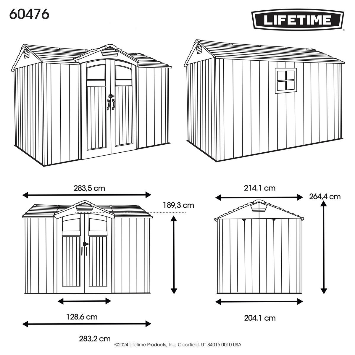 Lifetime Gerätehaus Ohio grau B/H/L: ca. 283,5x264,4x214,1 cm Ohio - grau (214,10/283,50/264,40cm) - Lifetime