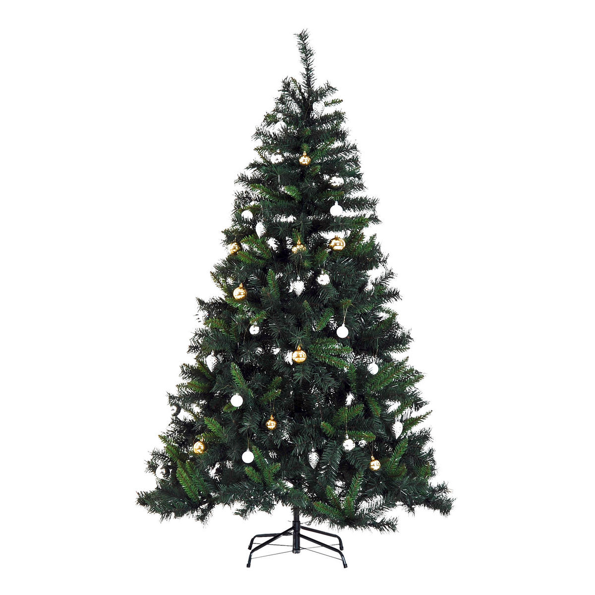 HOMCOM Tannenbaum grün Metall H/D: ca. 180x112 cm Tannenbaum_inkl.Christbaumkugeln - grün (112,00/180,00cm) - HOMCOM