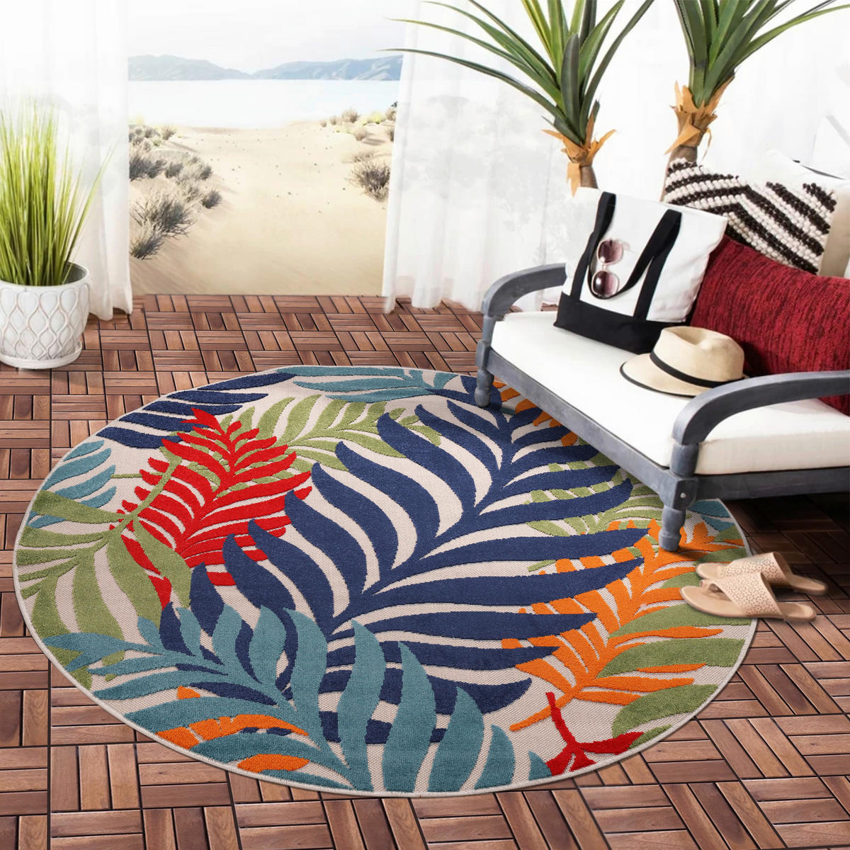 Sanat Outdoorteppich FLORAL bunt B/L: ca. 120x120 cm FLORAL - bunt (120,00/120,00cm) - Sanat