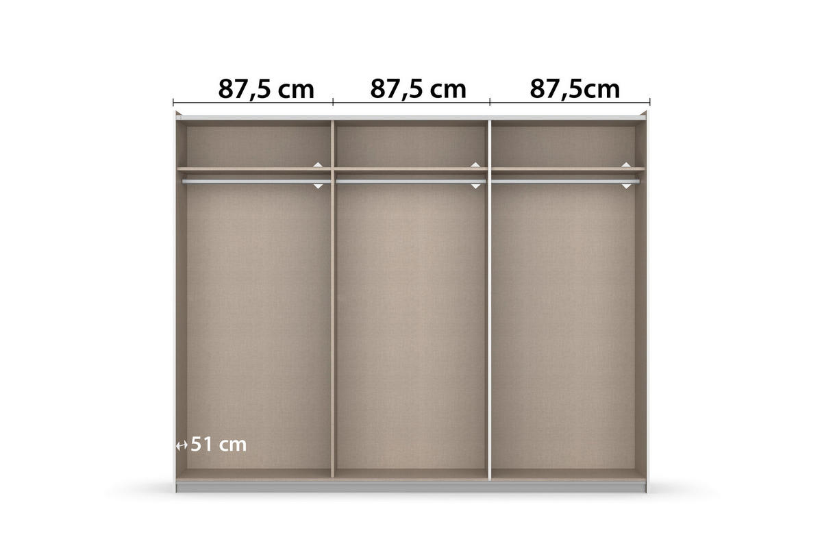 Kleiderschrank Oslo Alpinweiß grau B/H/T: ca. 261x210x59 cm Oslo - Alpinweiß/grau (261,00/210,00/59,00cm)