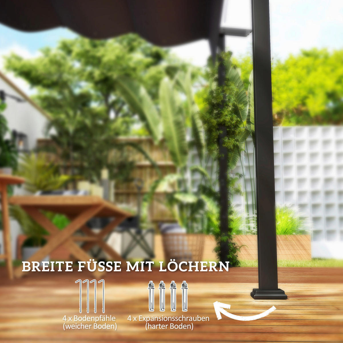 Outsunny Pergola dunkelgrau Aluminium B/H/L: ca. 297x230x297 cm Pergola - dunkelgrau (297,00/297,00/230,00cm) - Outsunny